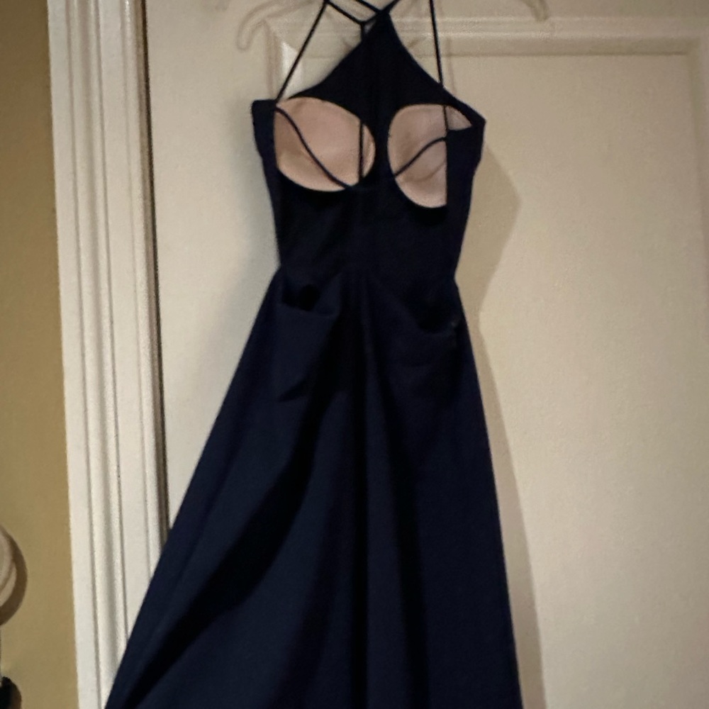 Shein backless cross strapped navy blue dress. Size medium